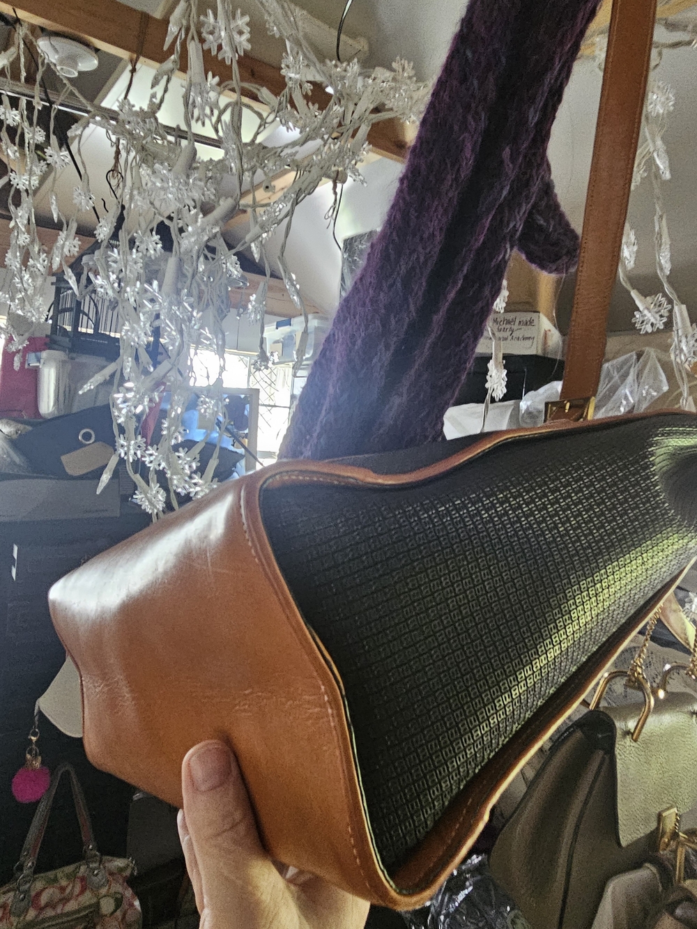 Bally Black Tote with Brown Leather Trim - Vintage Messenger Tote - Picture 6 of 16